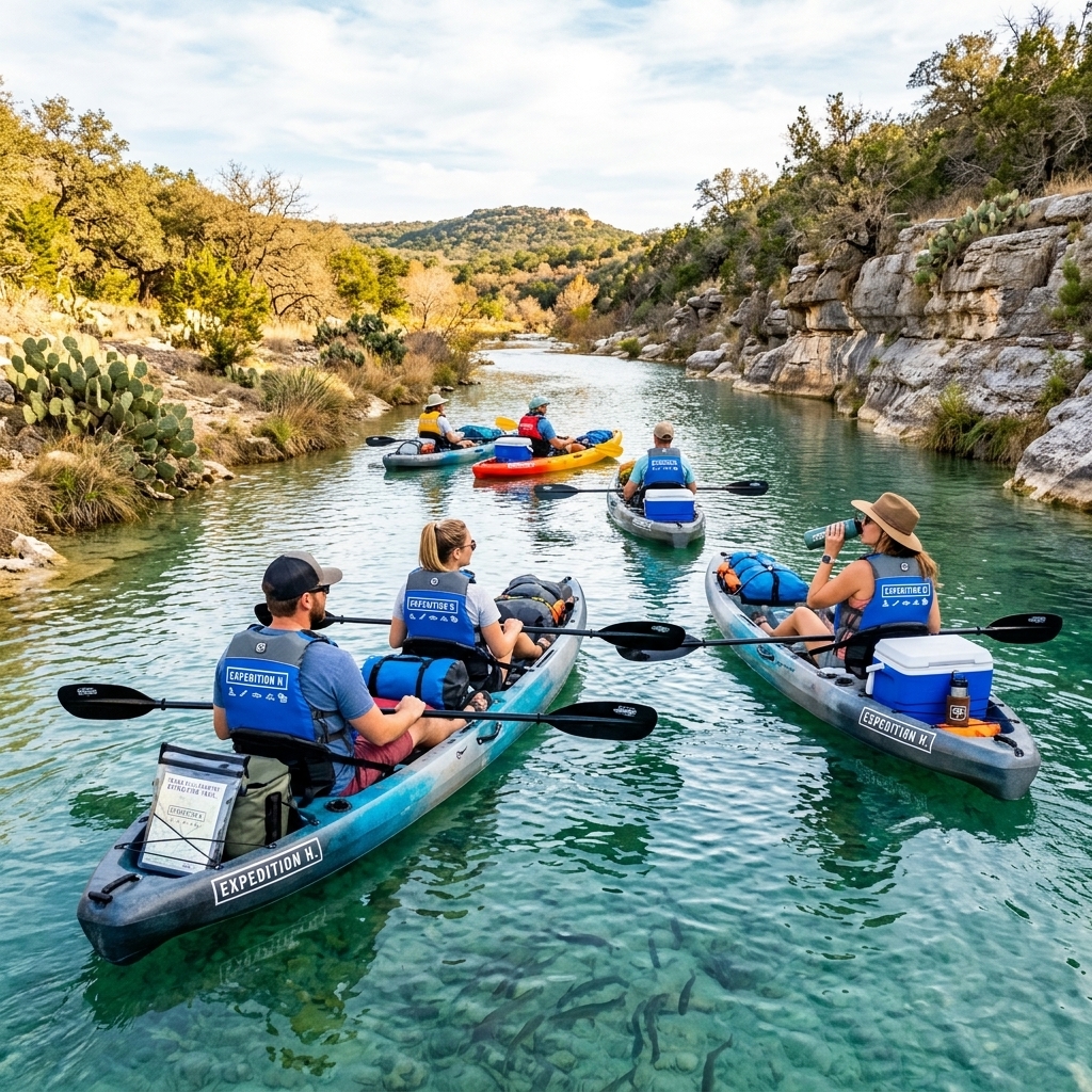 Kayaking the Blanco River near Wimberley, Texas